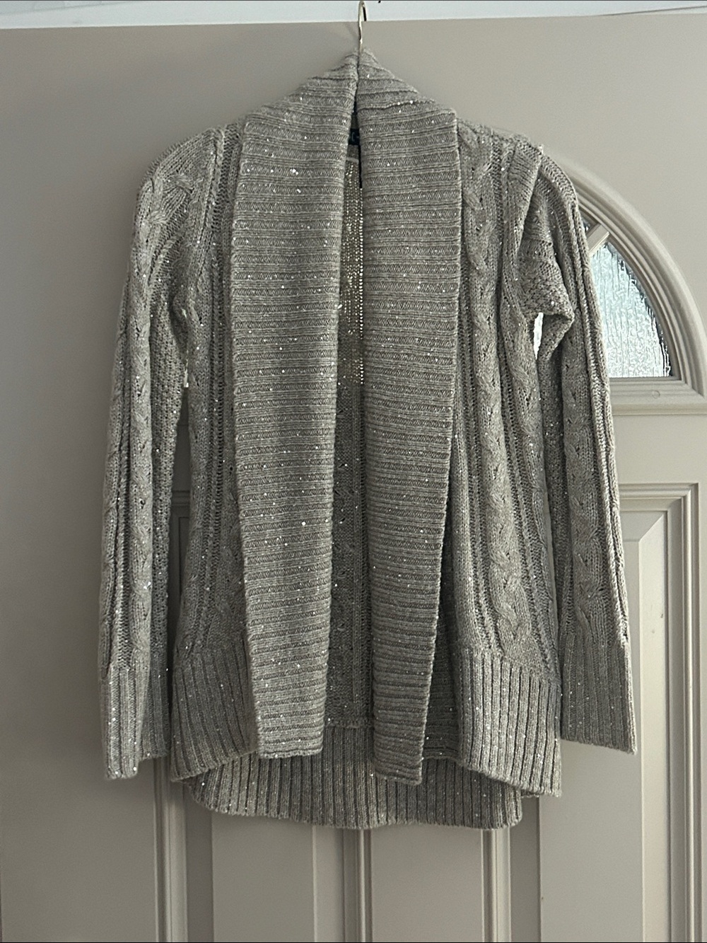 INC International Concepts Open Light Gold Cardigan W / Braided & Ribbed Pattern
